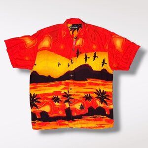 Vintage Wingo Hawaiian Sunset Rayon Shirt XL